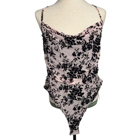 NWT SHEIN Pink and Black Lace sleeveless adjustable spaghetti straps bodysuit 3x - Picture 1 of 11